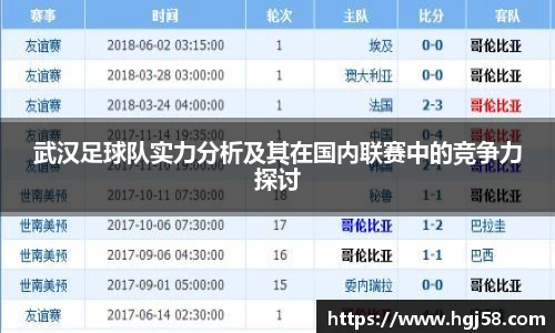 武汉足球队实力分析及其在国内联赛中的竞争力探讨